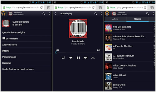 Google Play Music versione web mobile