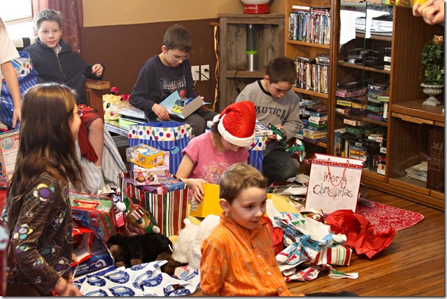 Kids opening gifts