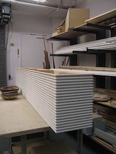 Here is my planter sitting in the shop, finished, and waiting to be painted.