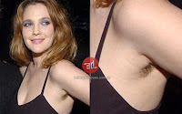 Photo of Drew Barrimore with armpit hair