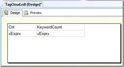 Table which calls the report code