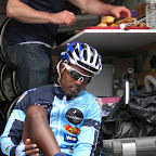 Marco Polo Cycling Donckers Koffie rider Estifanos Gebresilassie from Ethiopia getting ready to race. (photo: Remko Kramer)