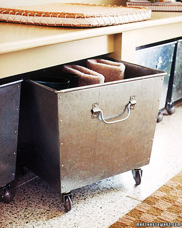 I love these rolling bins, they are perfect to go under an entryway bench and they are easy to rinse out and clean -- so putting shoes and boots in them would be a wonderful idea!