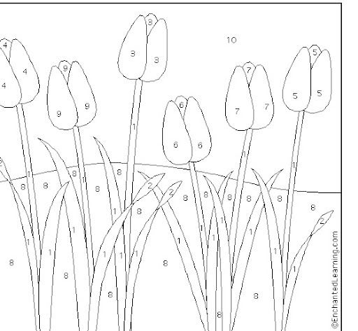 Imagen de flor para iluminar de numeros - Imagui