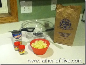 Ingredients for White Castle Stuffing