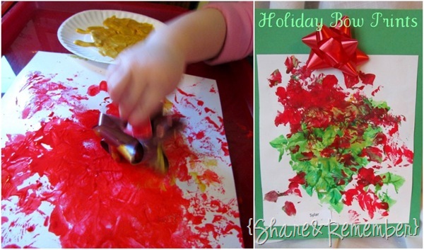 Christmas Holiday Bow Prints Process Art for Preschoolers