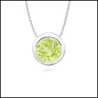 Round Peridot Bezel Set Pendant