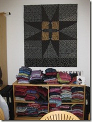 Patchwork made from Oleana sweaters in Bergen Norway Patchwork made from Oleana sweaters in Bergen Norway
