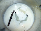 Into the saucepan the vanilla bean goes