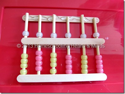 step 13 for making your own abacus @Homeschooling Hearts & Minds