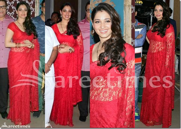 tamanna in red saree sareetimes