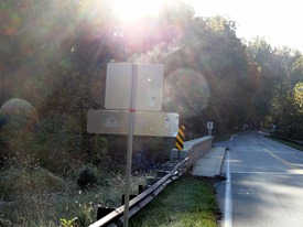 It's hard to see, but there was steam coming off of this sign from the morning sun.