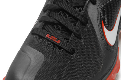 nike lebron 9 gr black white red 10 04 Releasing Now: Nike LeBron 9 Black & Red Miami Heat