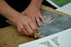 Here the letterpress plate is being made.