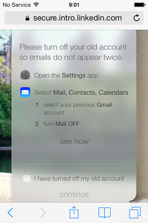 Instructions to turn off the original email account