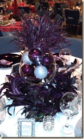 Purple feathers tablescape 12.15.11
