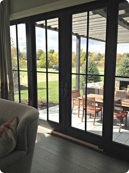 black sliding glass doors