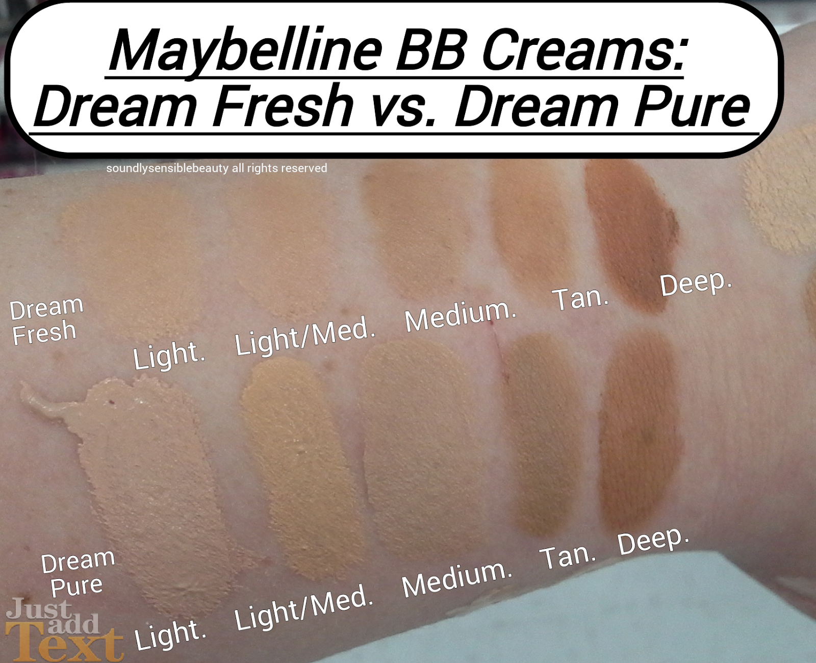 Maybelline Dream Pure BB Cream (Vs. Maybelline Dream Fresh BB Cream);  Comparison Review & Swatches of Shades