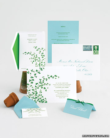 I love the graphic quality of these wedding invitations: modern, and yet classic. (http://www.marthastewartweddings.com/)