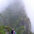 The top of the mountain is covered in mist.  It's a 1500 foot climb.