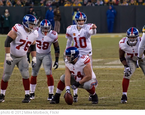 'Chris Snee (76), D.J. Ware (28), Eli Manning (10), David Baas (64)' photo (c) 2012, Mike Morbeck - license: http://creativecommons.org/licenses/by-sa/2.0/
