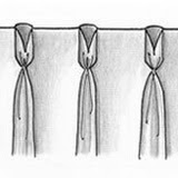 open-throat goblet pleat drapery style