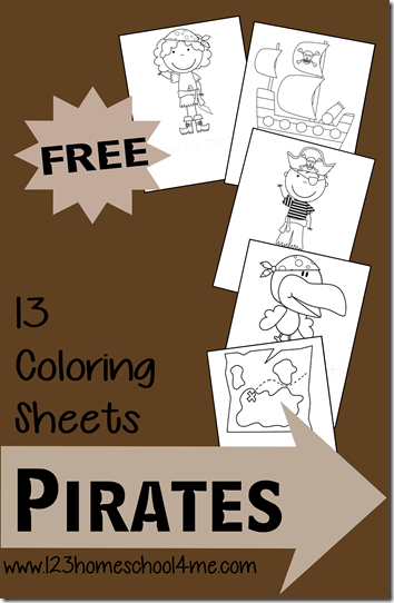 FREE Pirate Coloring Pages for Kids - These are so cute and perfect for a pirate theme, birthday party, or just for fun for toddler, preschool, and kindergarten age kids.