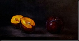 Plums. One and Two Halves. Oil on canvas 6x12_1