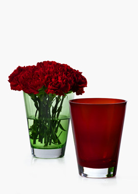 Tapered colored vases.