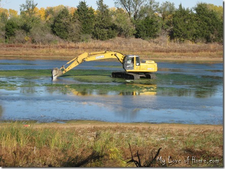 Backhoe in Lake