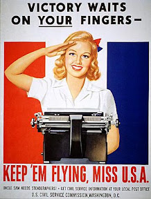 A World War II recruiting poster for women stenographers A World War II recruiting poster for women stenographers