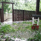 The water came into the yard on Sunday Aug. 19. It's knee deep at the gate.