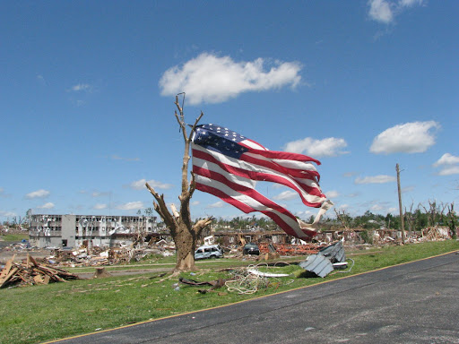 The flag was still there. (Photo credit: Michele Skalicky)