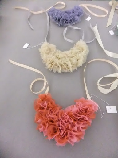 These bib necklaces are so beautiful from the colors to the materials used. Crafter Laura Kaesshaefer made these in two different sizes.