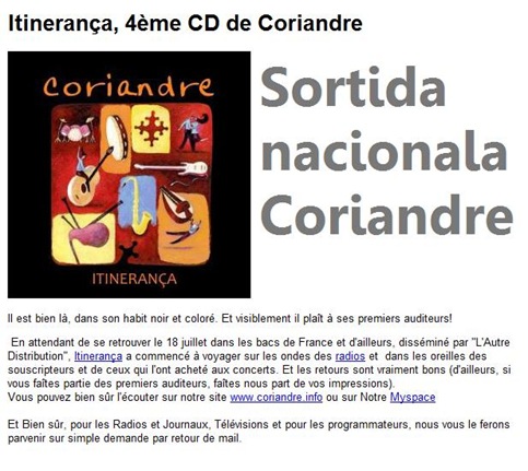 itinerança Coriandre