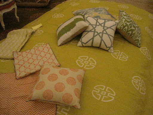 Mixing pattern is something that Rebecca loves to do--here she is testing out a combo at Madeline Weinrib in NYC.