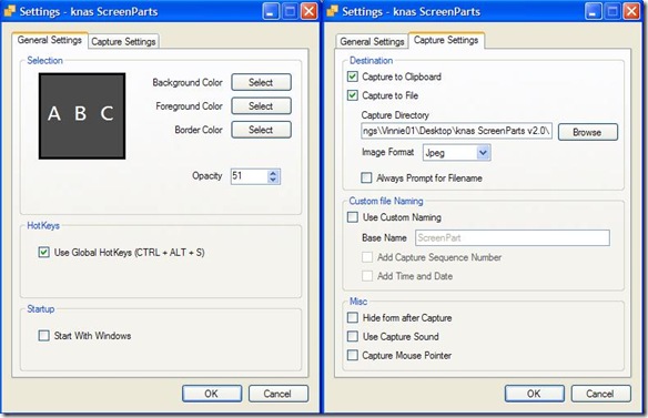 ScreenParts Settaggi ScreenParts Settaggi