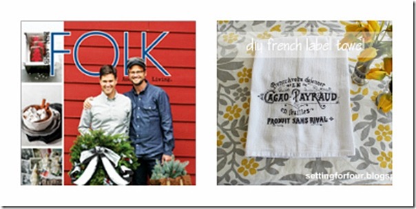 Folk Lifestyle Magazine + Blog Gift Ideas, DIY Vintage French Tea Towel from Setting for Four #Christmas #DIY #Tutorial #Craft #Gift