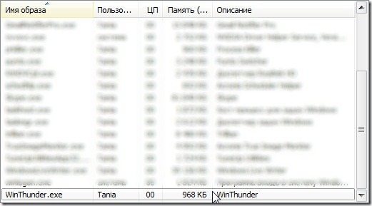 Процесс WinThunder Процесс WinThunder