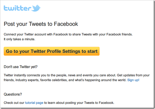 Post your Tweets to Facebook Post your Tweets to Facebook