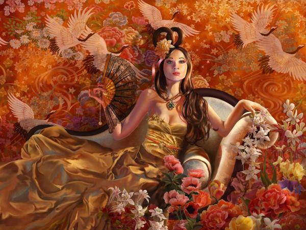 Girl On The Floor Of Flowers, Magic Beauties 3