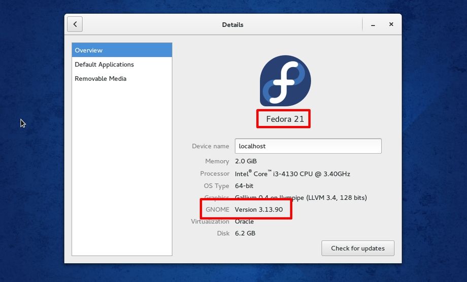Fedora 21 con la Beta di Gnome 3.14