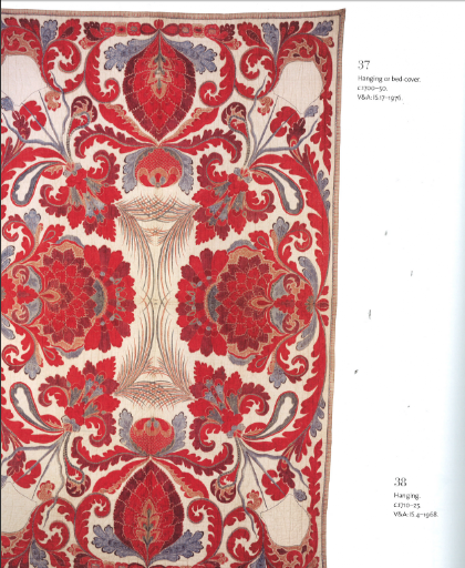 The robust color of this bed cover is stunning. Bed cover circa 1700-1750.