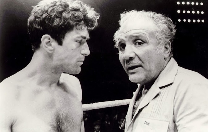Robert DeNiro consulting with Jake Lamotta on the set of Raging Bull Robert DeNiro consulting with Jake Lamotta on the set of Raging Bull