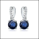 Round Sapphire and Round Diamond Fashion Earrings