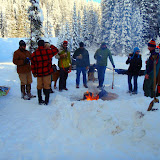 Snow, beer, a bonfire, and friends - the best kind of winter day in Montana.