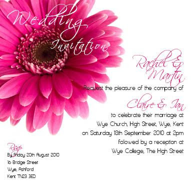 Hot Pink Gerbera - JPGS 3 Flat Invitation