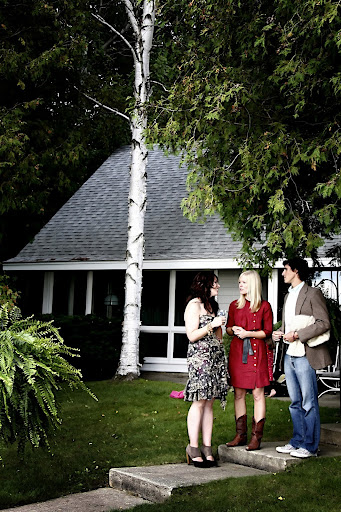 Taryn and guests mingled in the back yard. Taryn and guests mingled in the back yard.