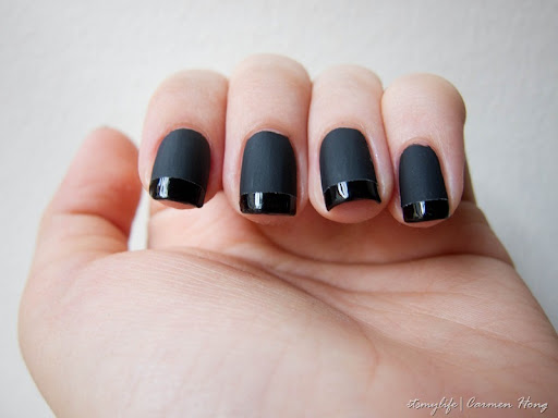 All you'll need for this simple nail art is a good black nail polish, matte
