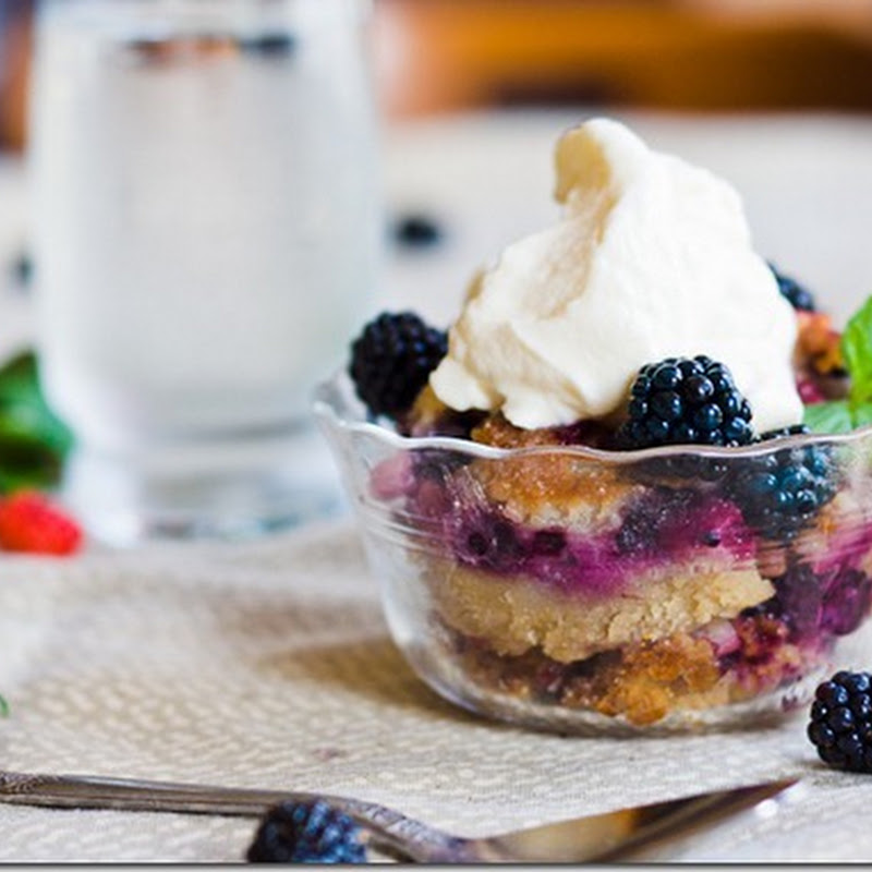 Blackberry cobbler with maple whipped cream